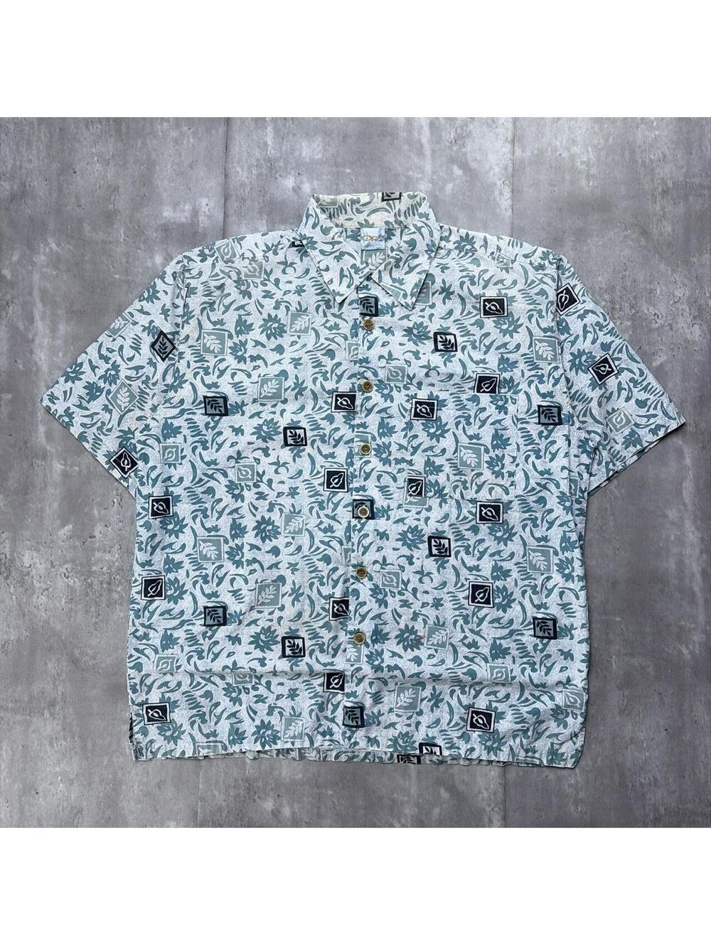 Y2K White Ocean Pacific Surf Grunge Floral Button Up Shirt